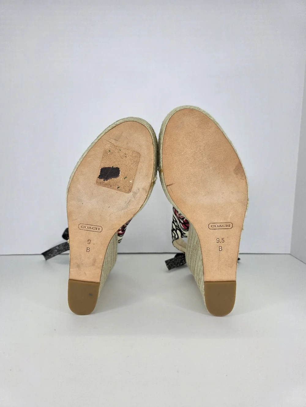 Coach Women's Maritza Wedge Espadrilles Multicolor Floral Bow Tye Back Size 9.5B